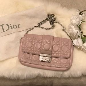 Dior dusty pink wallet in chain